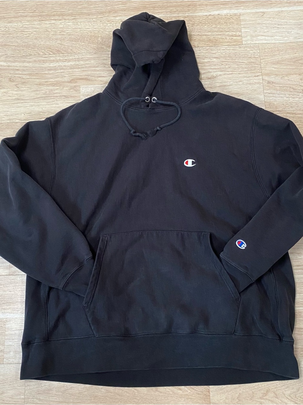 Champion Reverse Weave Hoodie Men 2XL Black Warm Heavyweight Pullover Sweatshirt